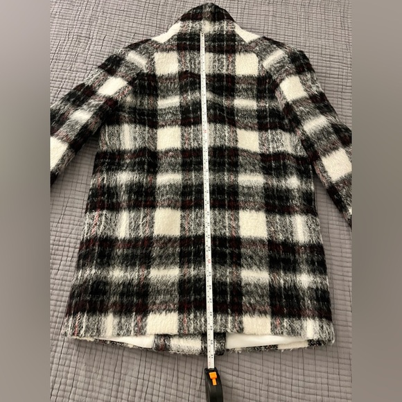 Banana Republic Italian fabric wool blend coat women small plaid red gray - Picture 10 of 16